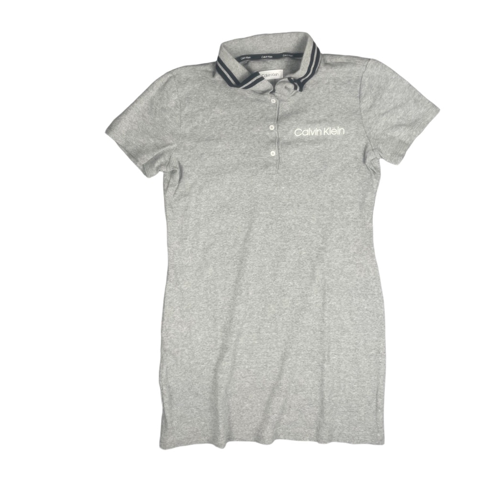 Women’s Calvin Klein Size M Polo Dress Short Sleeve Striped Collar Mini Sporty